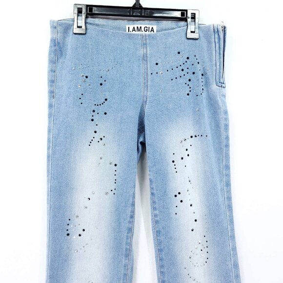 I.AM.GIA Low Rise Flared Jeans XS Rhinestone Detail Y2K Inspired - Picture 3 of 13